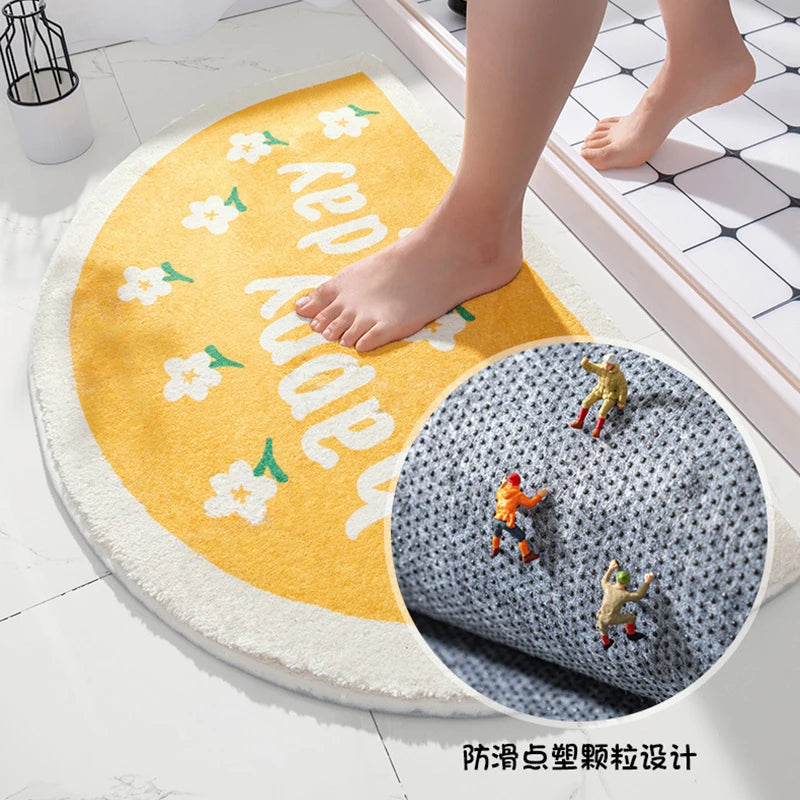 Soft Floral Absorbent Non-Slip Floor Mat