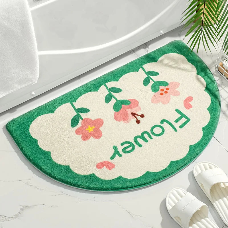 Soft Floral Absorbent Non-Slip Floor Mat