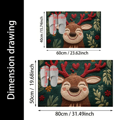 VIAMA Christmas Reindeer Door Mat Non-Slip Entrance Carpet Winter Bathroom Kitchen Floor Mat