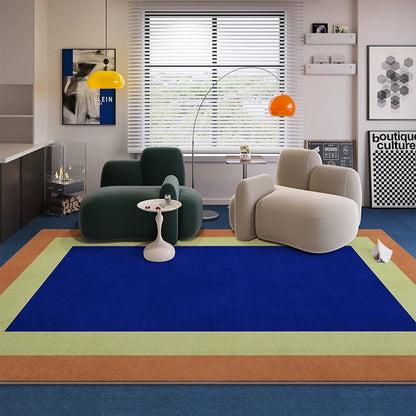 VIKAMA Blue Striped Light Luxury Living Room Carpet Sofa Coffee Table Bedroom Floor Mat