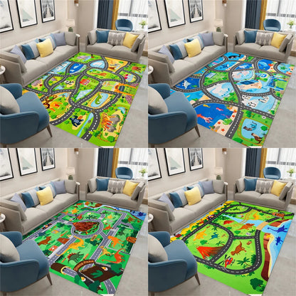 Dinosaur Park Kids Play Track Rug