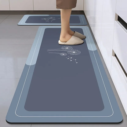 Long diatom mud oil-proof washable kitchen mat