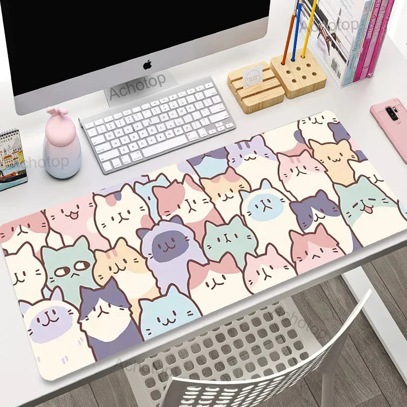 Cute Anime Cat Extended Gaming Desk Mat