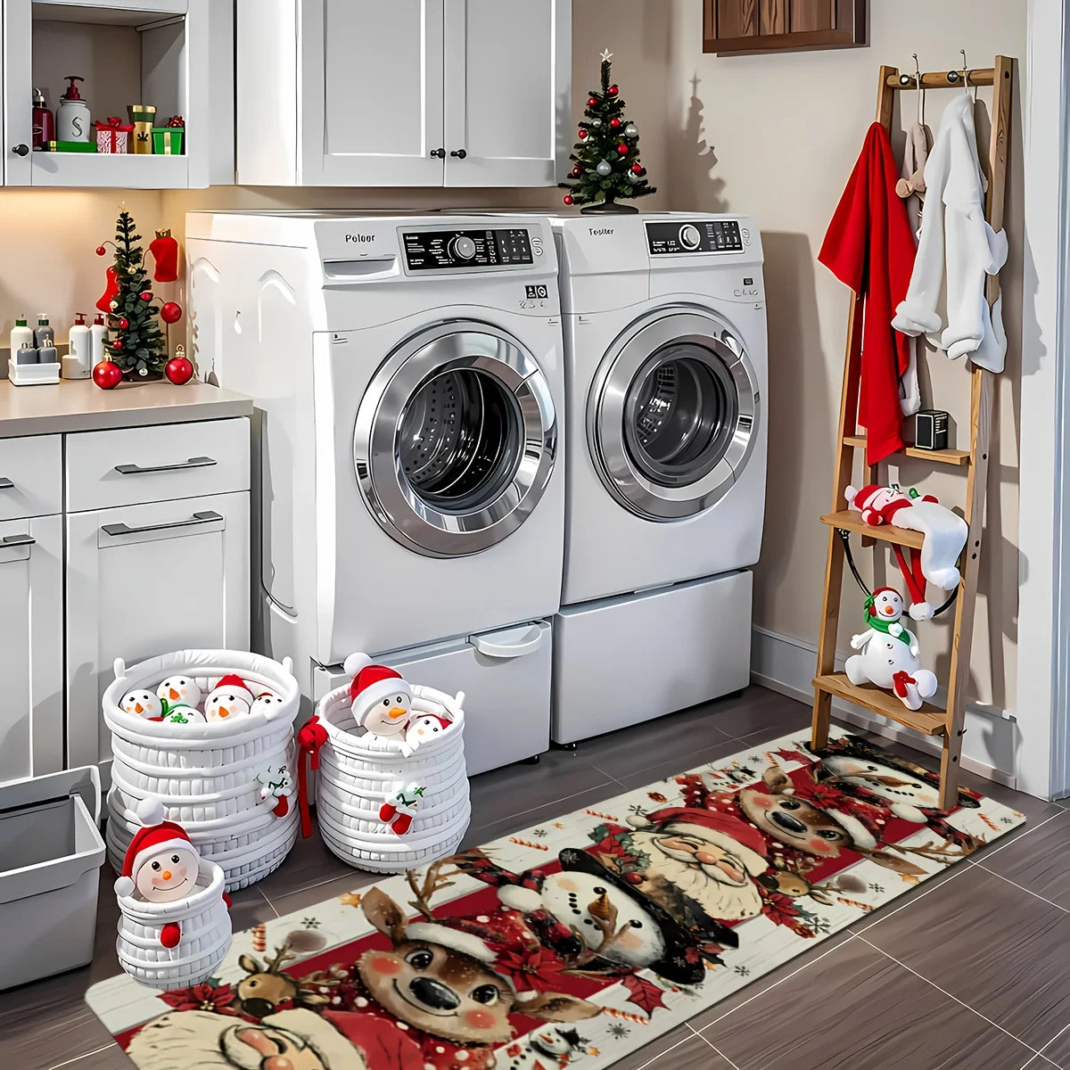 Extra-long washable Christmas runner rug for hallway decor
