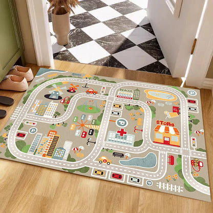 VIKAMA Kids Parking Lot Road Track Rug Boys Car Play Mat