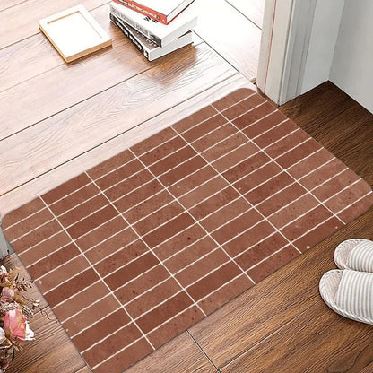Stone tile print waterproof non-slip floor mat