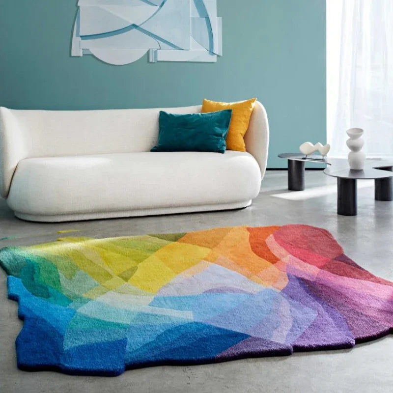Luxury Dopamine Colorful Irregular Plush Area Rug