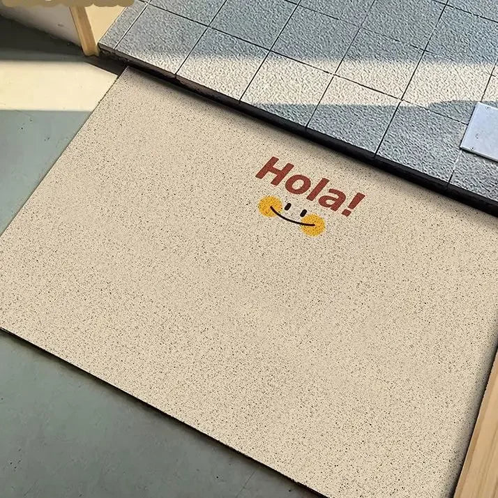 Solid color anti-dirt silk ring door mat