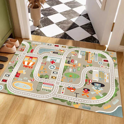 VIKAMA Kids Parking Lot Road Track Rug Boys Car Play Mat