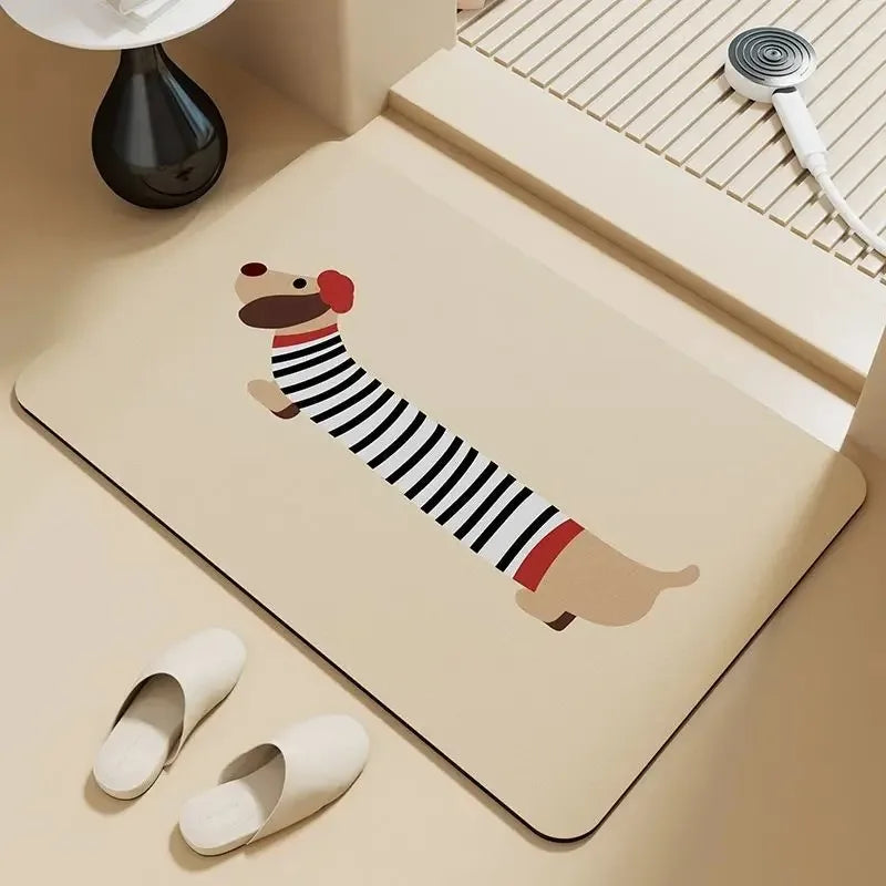 Skater Dachshund Cartoon Door Mat