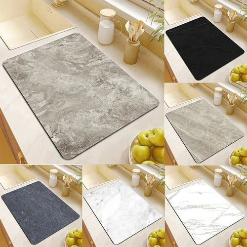 VIKAMA Marble Kitchen Drainage Mat Quick-Dry Absorbent Anti-Slip Dish Drying Pad