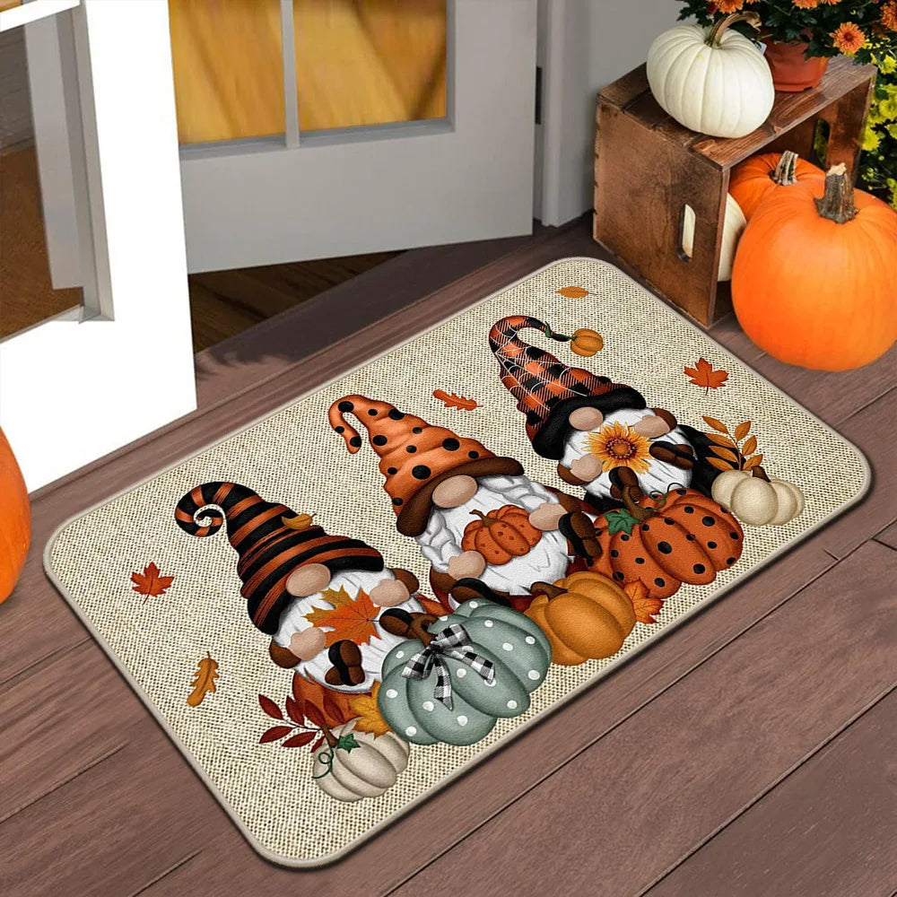 VIKAMA Halloween Autumn Door Mat Thanksgiving Welcome Non-Slip Indoor Outdoor Carpet