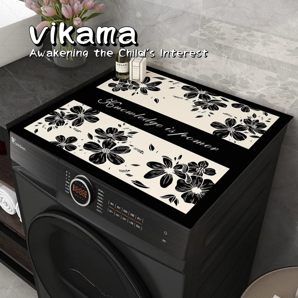 VIKAMA American Floral Anti-Slip Mat Washing Machine Silicone Pad Refrigerator Nightstand Floor Protector Home Decor