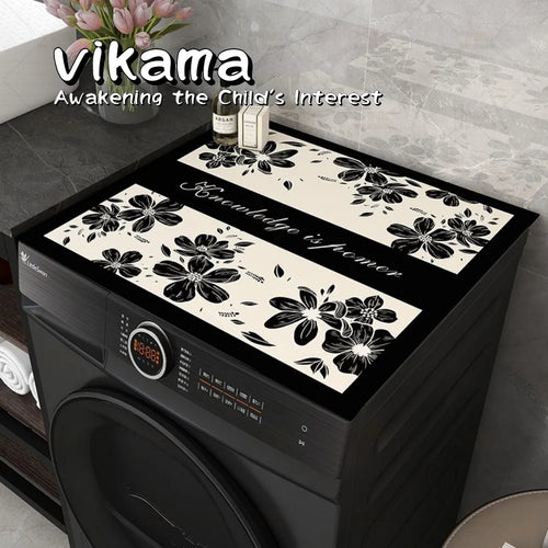 VIKAMA American Floral Anti-Slip Mat Washing Machine Silicone Pad Refrigerator Nightstand Floor Protector Home Decor