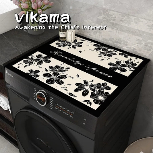 VIKAMA American Floral Anti-Slip Mat Washing Machine Silicone Pad Refrigerator Nightstand Floor Protector Home Decor