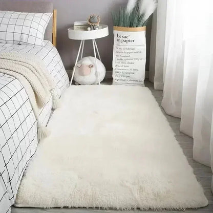 Fluffy Cream White Sheepskin Rug Soft Faux Fur Carpet Bedroom Living Room Floor Mat