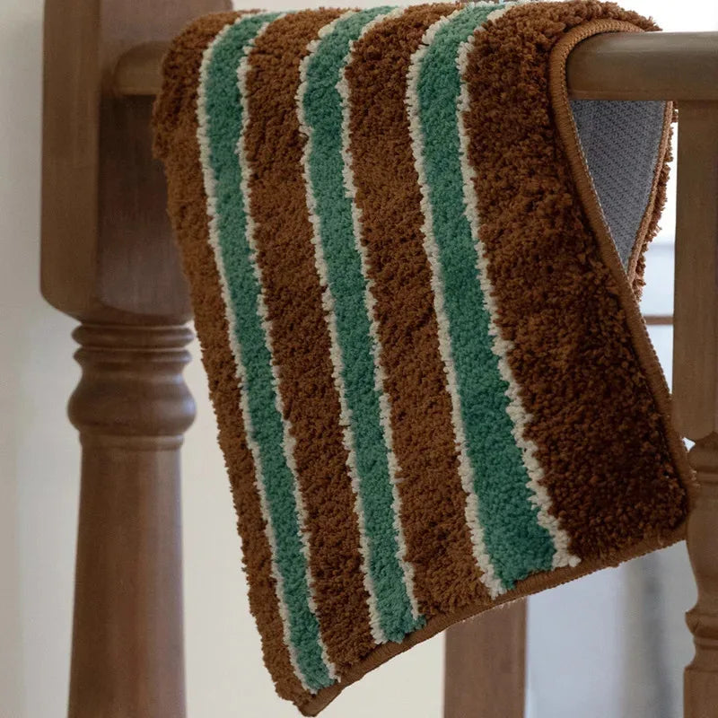 VIKAMA Retro American Striped Doormat: Non-slip, Absorbent, Soft, Durable, Machine Washable for Entryways and Bathrooms