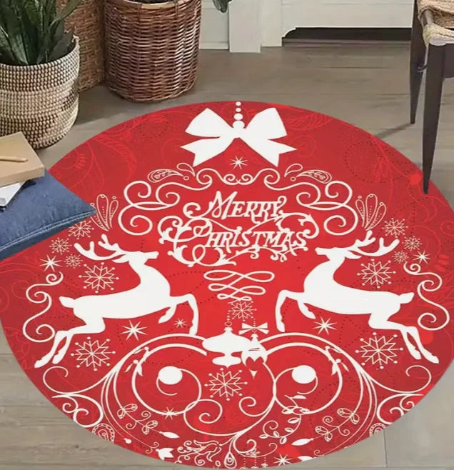 Christmas Santa snowflake circular floor mat