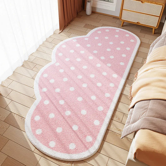 VIKAMA Cartoon Imitation Cashmere Carpet Cute Cloud Heart Bedroom Bedside Floor Mat