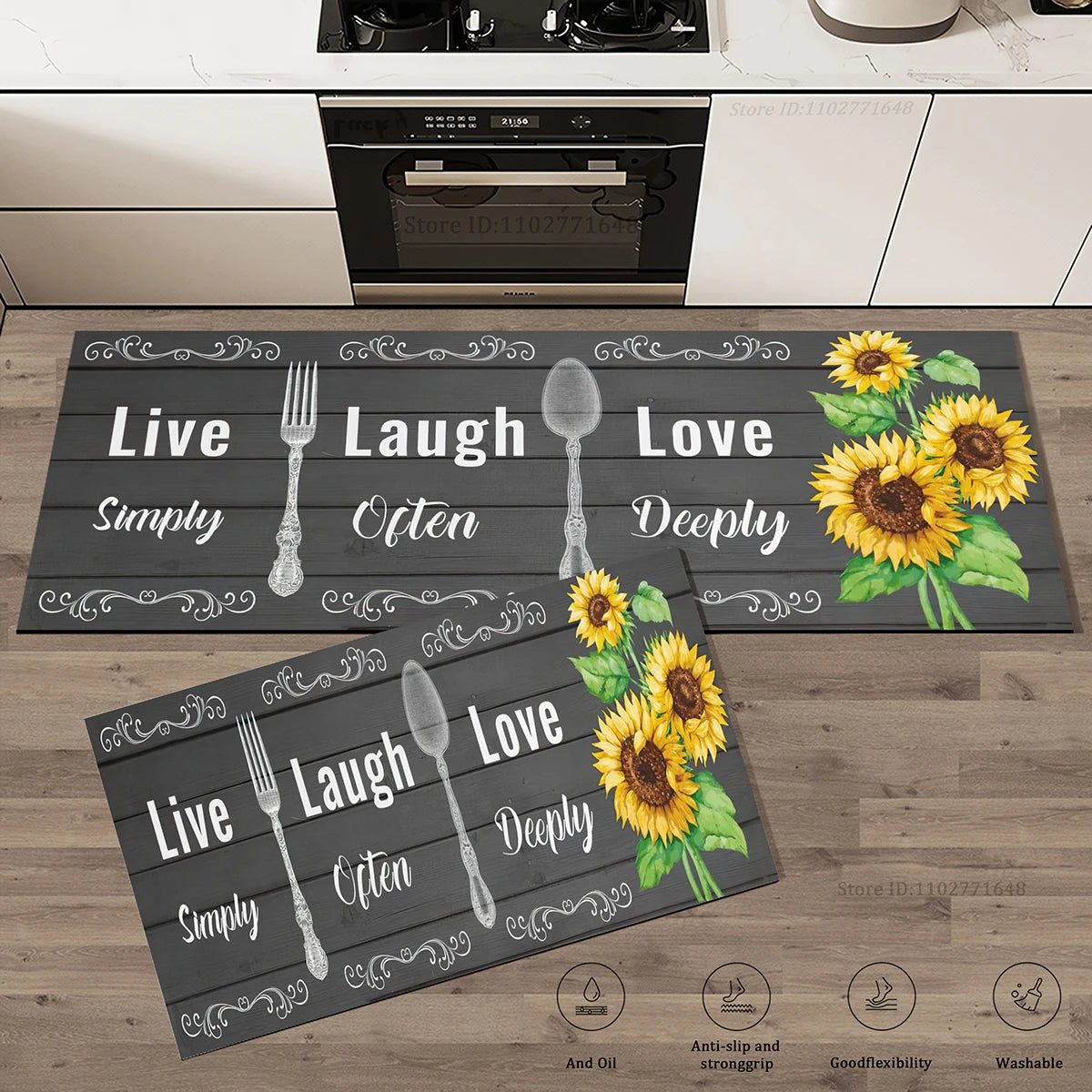 Wood Grain Kitchen Floor Mat Non-Slip Washable Long Absorbent Entrance Doormat Bedroom Bedside Carpet Home Decor