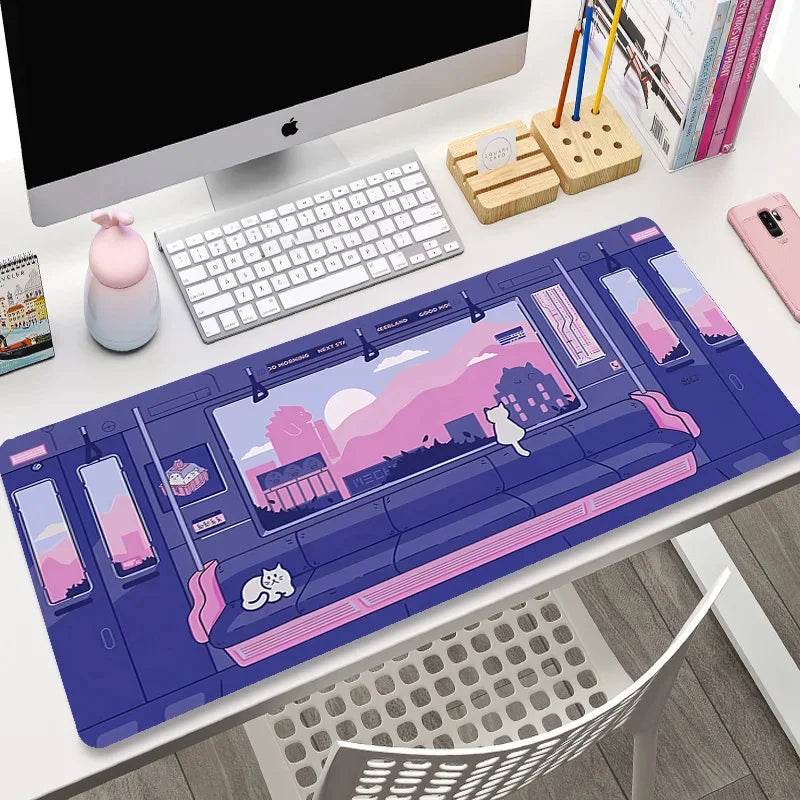 Cute Anime Cat Extended Gaming Desk Mat