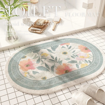 Fresh American Floral Bathroom Absorbent Non-Slip Door Floor Mat