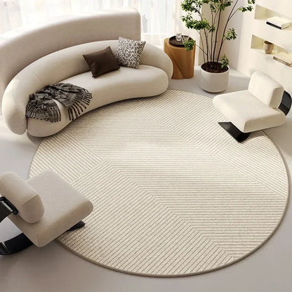 Beige Round Light Luxury Non-Slip Large Area Rug