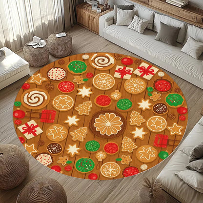 3D Christmas village snow town rug