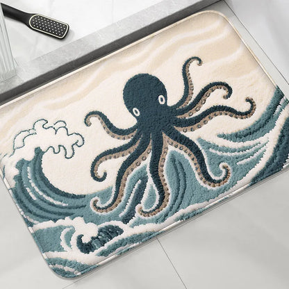 Cartoon Fish Bathroom Mat Non-Slip Absorbent Shower Room Carpet Machine Washable Floor Rug Home Decor