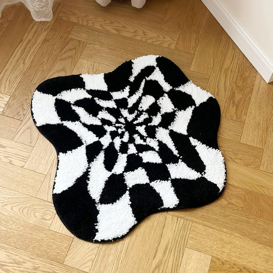 Abstract 3D Checkered Cloud Tufted Rug
