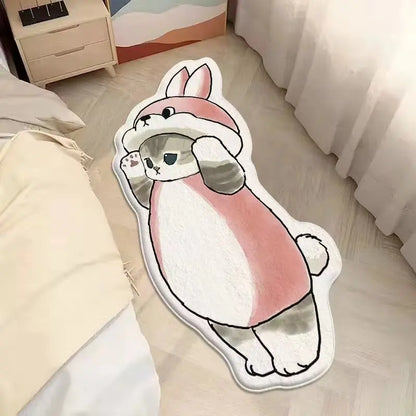 Faux Cashmere Cartoon Pet Rug Non-Slip Washable Bedroom Mat