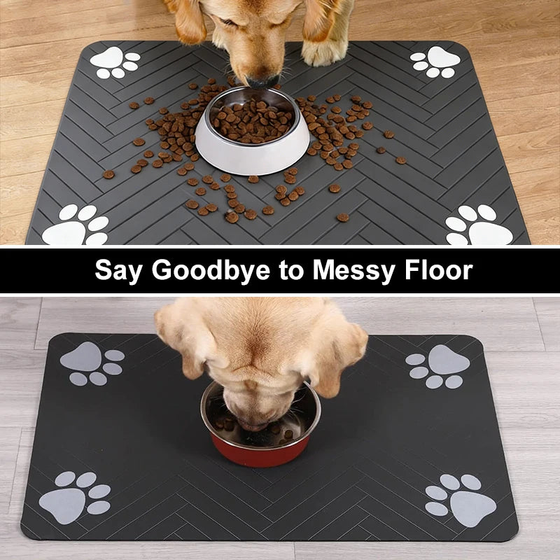 Absorbent waterproof pet feeding mat for dog and cat bowls
