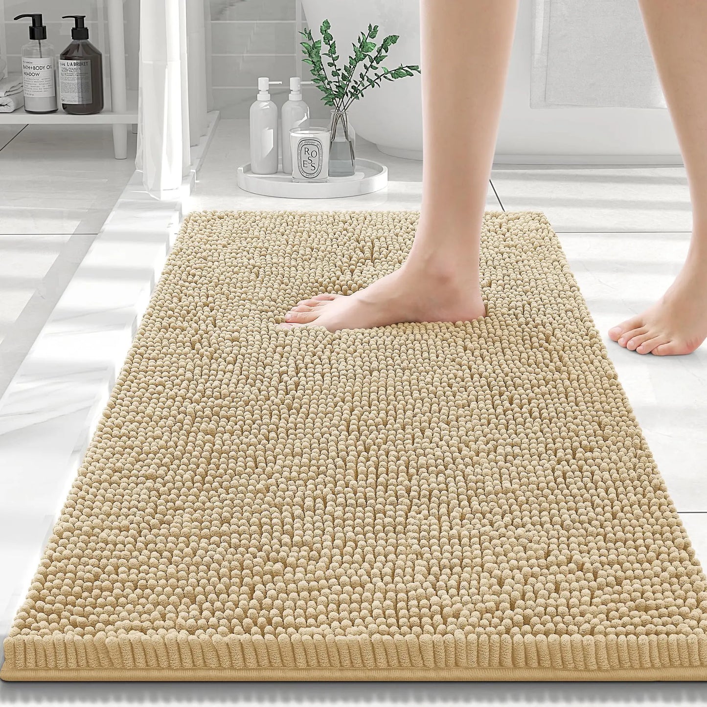 Olanly Chenille Non-Slip Absorbent Bath Mat
