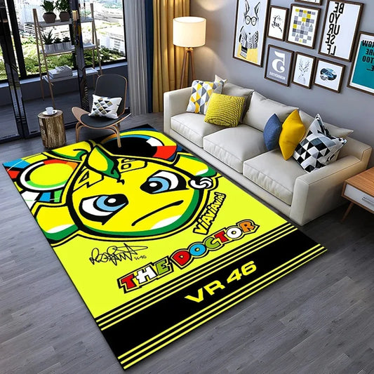 The Doctor Cartoon Character Carpet Mat Black Rug Round 46 Logo Living Room Home Decor
