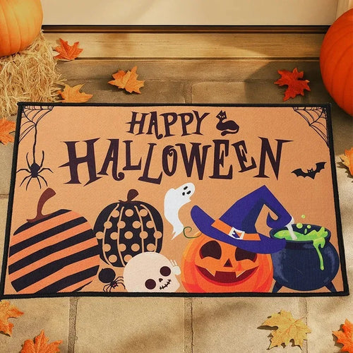 Halloween Pumpkin Ghost Doormat Party Decoration Trick or Treat Non-Slip Floor Mat Kids Home Supplies Rug