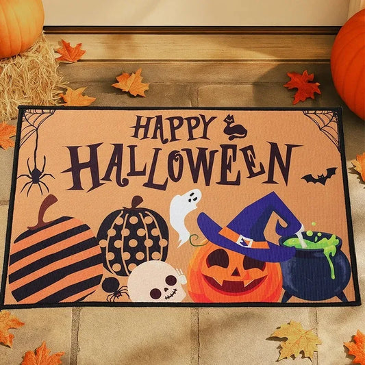 Halloween Pumpkin Ghost Doormat Party Decoration Trick or Treat Non-Slip Floor Mat Kids Home Supplies Rug