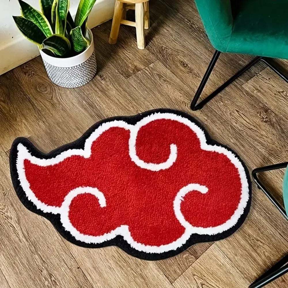 VIKAMA Cartoon Red Cloud Faux Cashmere Non-Slip Door Mat Kitchen Bathroom Bedroom Carpet