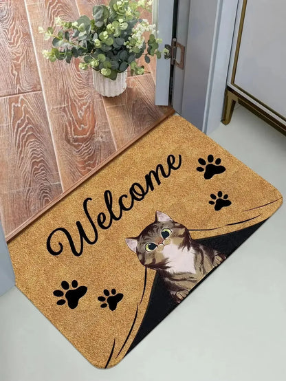 Black Cat Cute Non-Slip Doormat