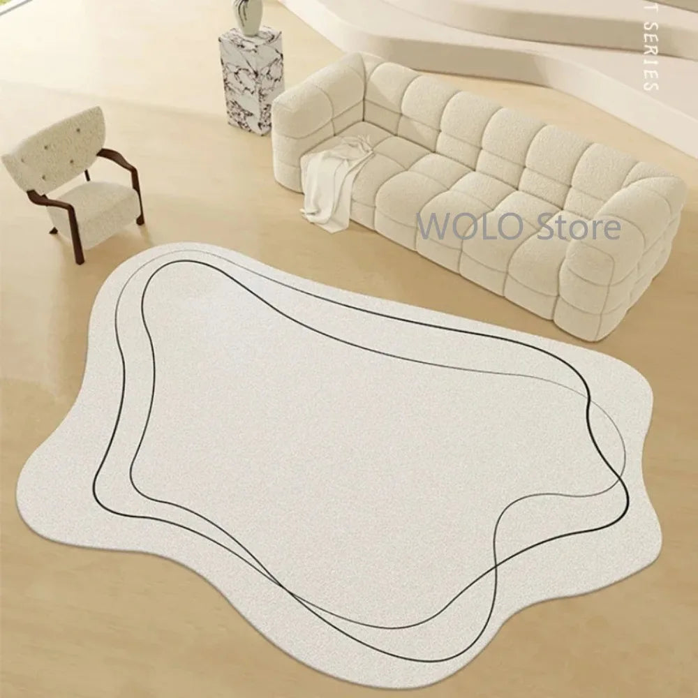 Cream Irregular Soft Fluffy Area Rug