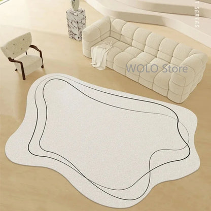 Cream Irregular Soft Fluffy Area Rug