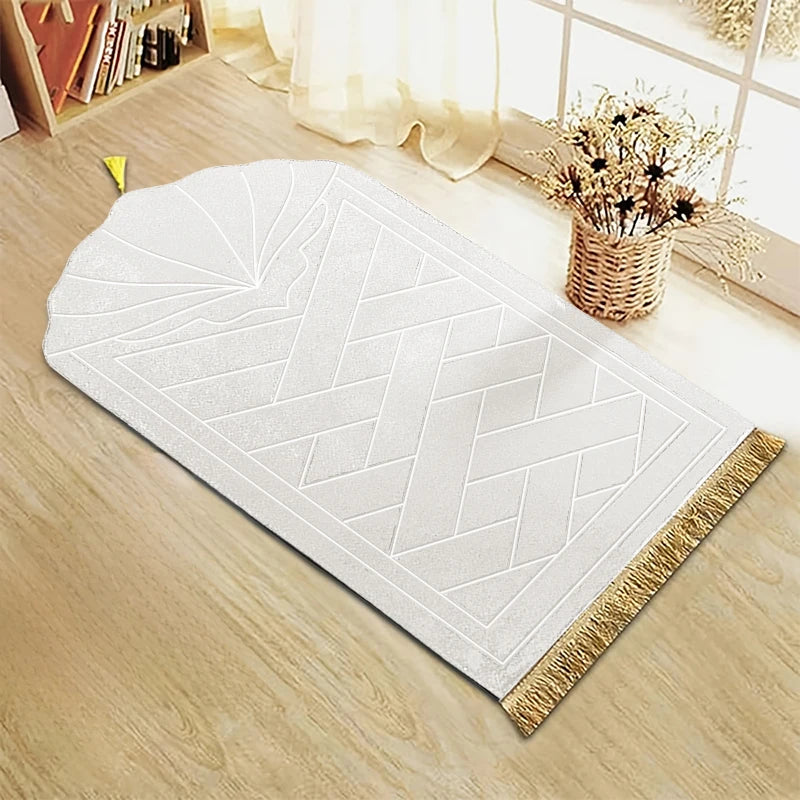 Soft Sponge Prayer Mat Portable Tassel Embossed Multi-Scene Prayer Rug