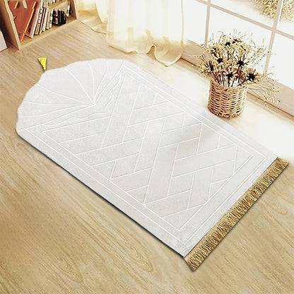Soft Sponge Prayer Mat Portable Tassel Embossed Multi-Scene Prayer Rug