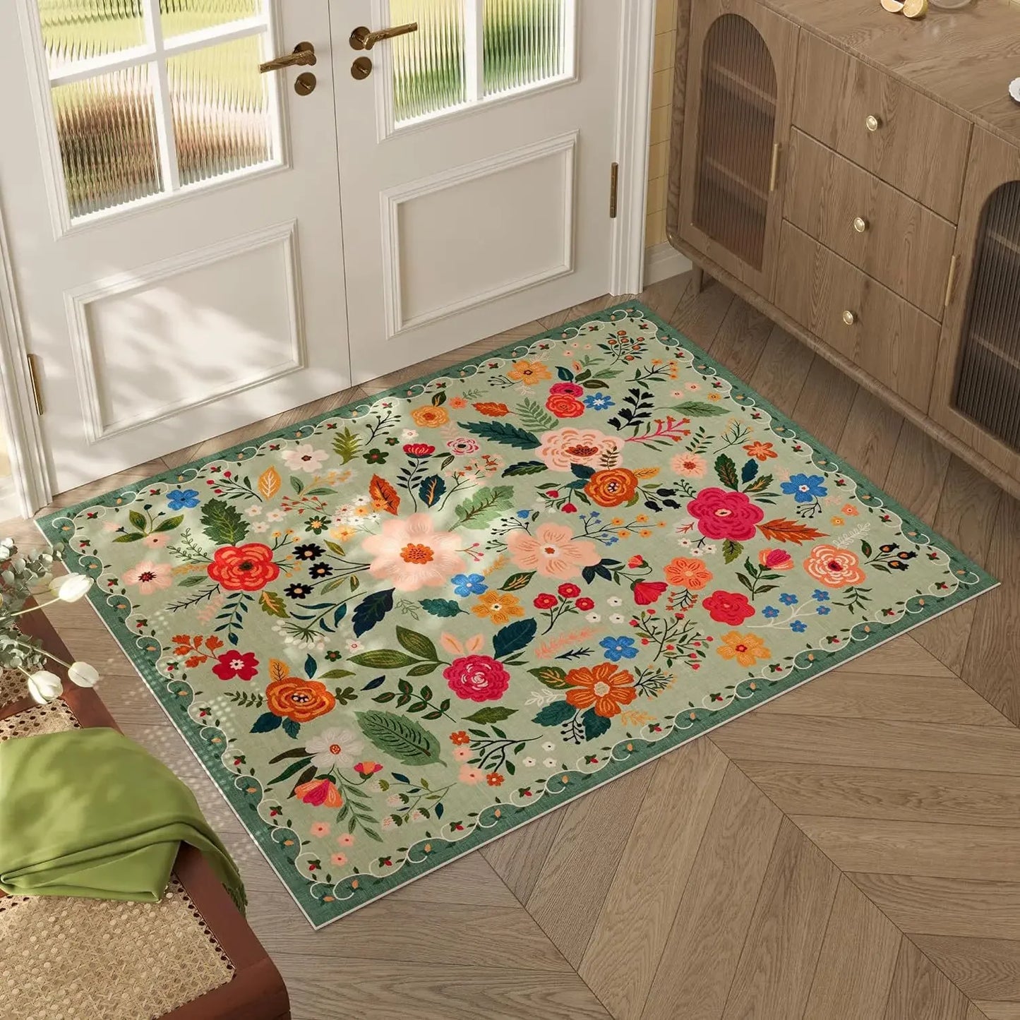 American Floral Crystal Velvet Floor Mat