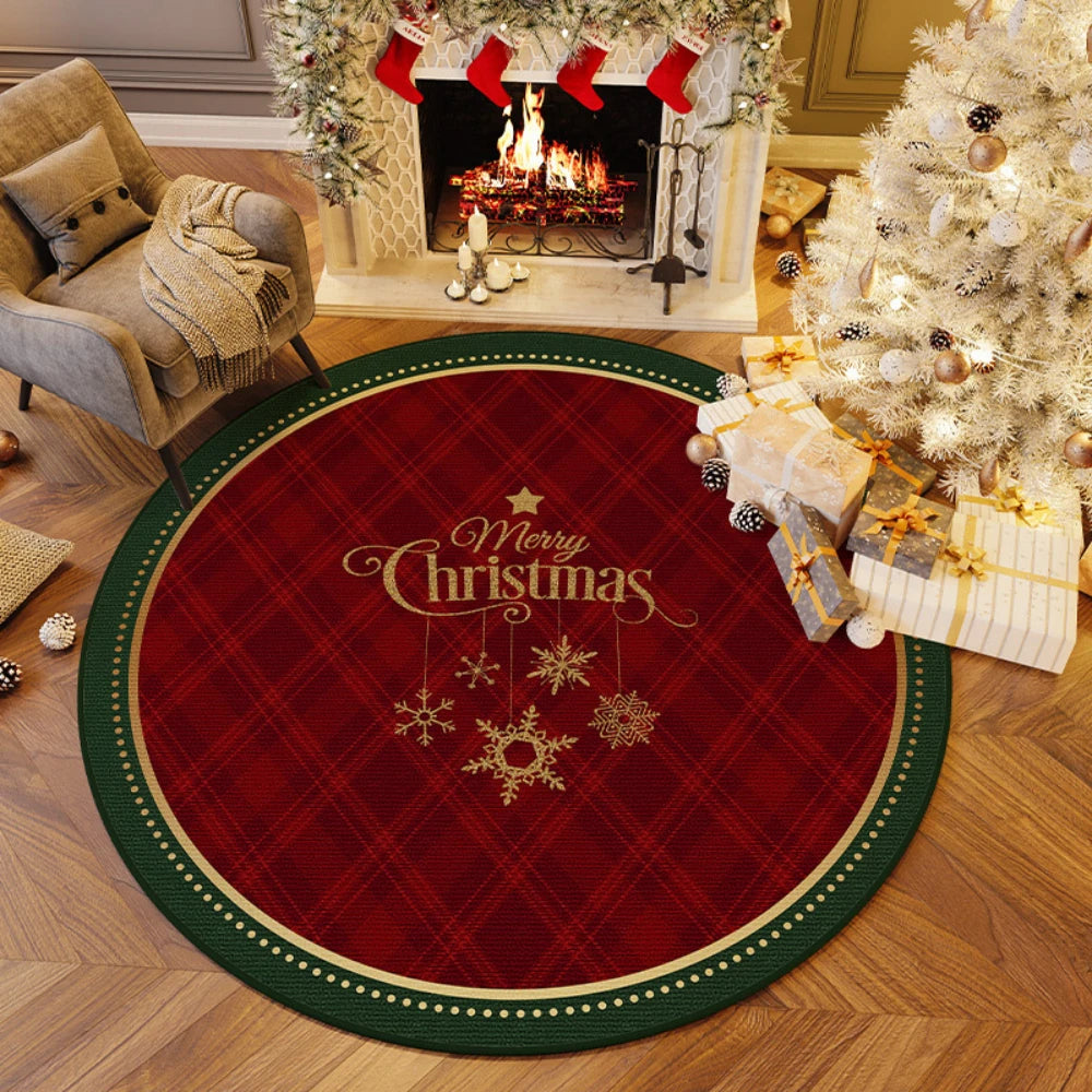 VIKAMA Christmas Tree Round Anti-Slip Rug