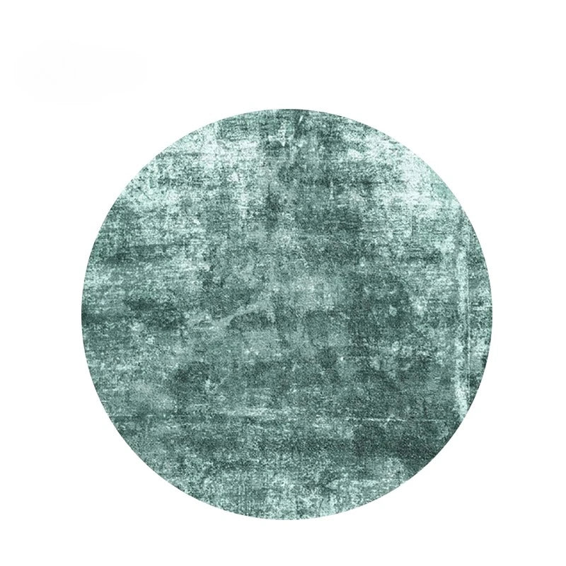 Modern Minimalist Green Round Plush Area Rug