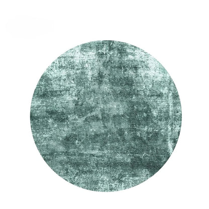 Modern Minimalist Green Round Plush Area Rug