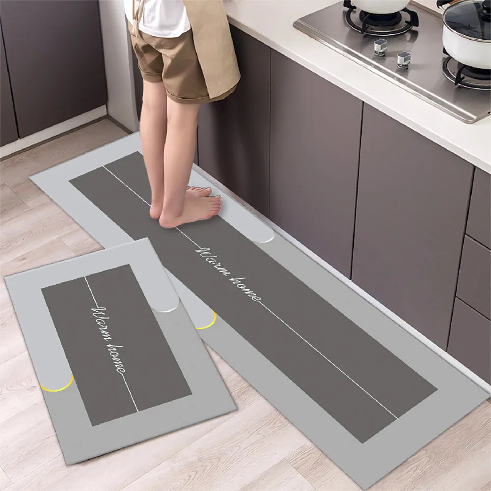 Super Absorbent Kitchen Mat Crystal Velvet Non-Slip Long Strip Carpet Bath Pad Wipeable Floor Rug Home Decor