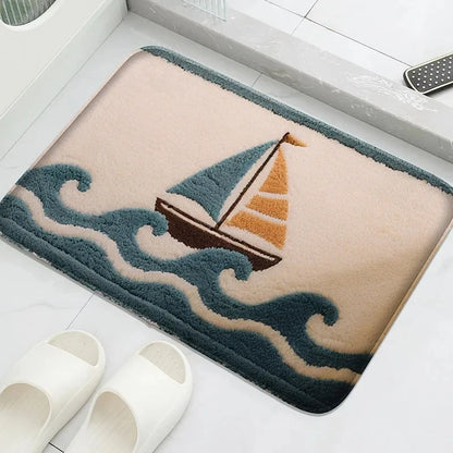 Bathroom Anti-Slip Door Mat Water-Absorbing Foot Rug Soft Machine Washable Shower Room Carpet Home Decor