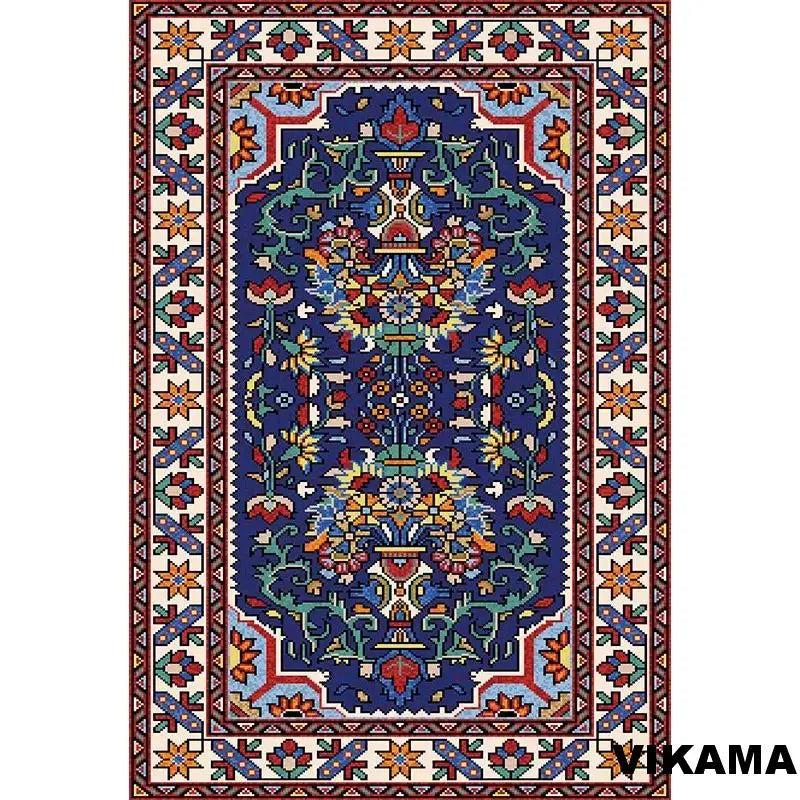 VIKAMA Vintage Persian Crystal Rug Ethnic Living Room Bedroom Carpet