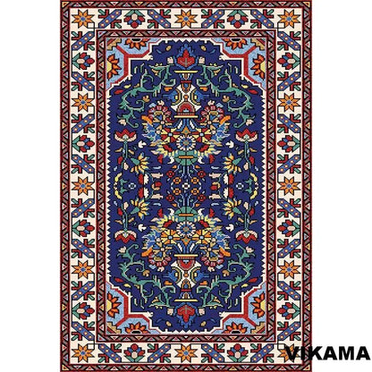 VIKAMA Vintage Persian Crystal Rug Ethnic Living Room Bedroom Carpet